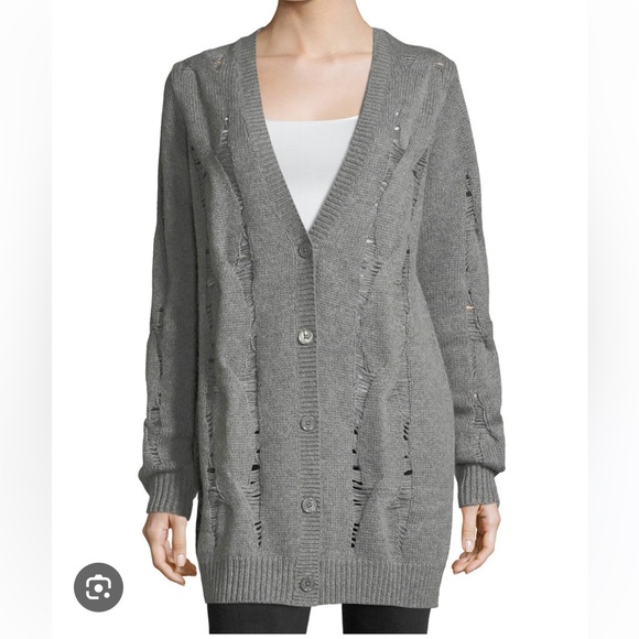 NWT New $248 AG Adriano Goldschmied Sandrine Longline Grey Wool Cardigan Size XS - Picture 1 of 12